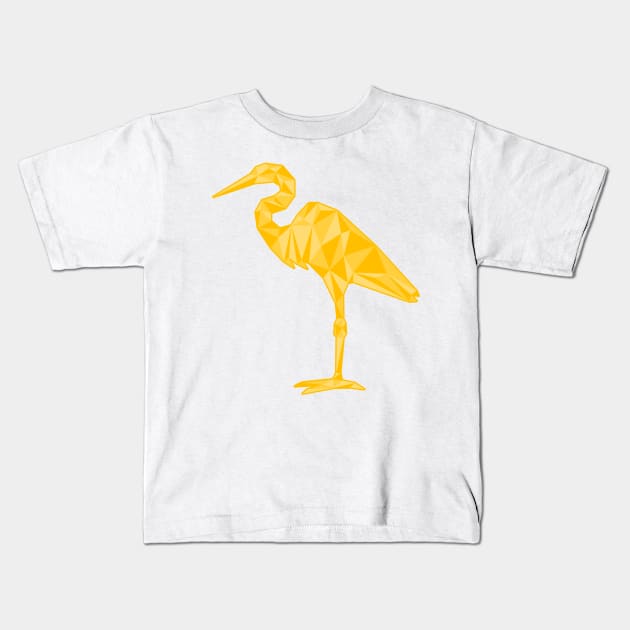 Low-poly Egret Kids T-Shirt by Scanline